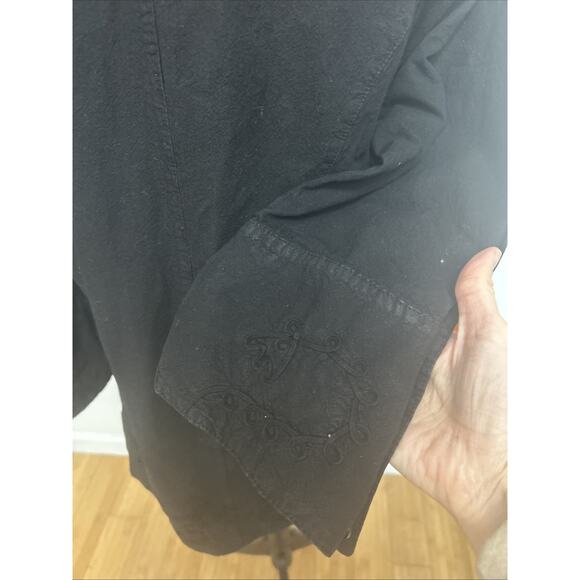 Scully Black Embroidered Western Blouse Fitted Waist 3/4 Sleeves Boho Rodeo XL - Picture 4 of 9